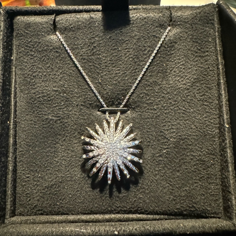 Elegant Silver Sunburst Necklace